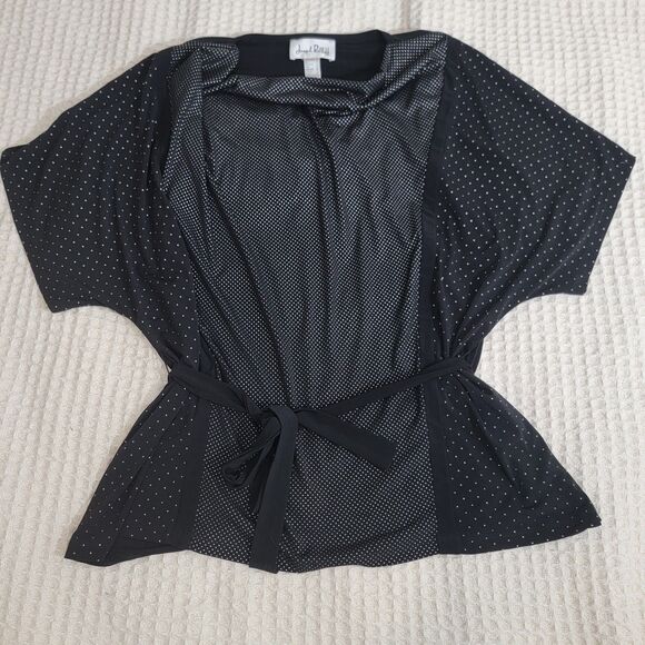 Joseph Ribkoff Belted Tunic Blouse Batwing Short Sleeve Black Plus Size 18 - Picture 1 of 16